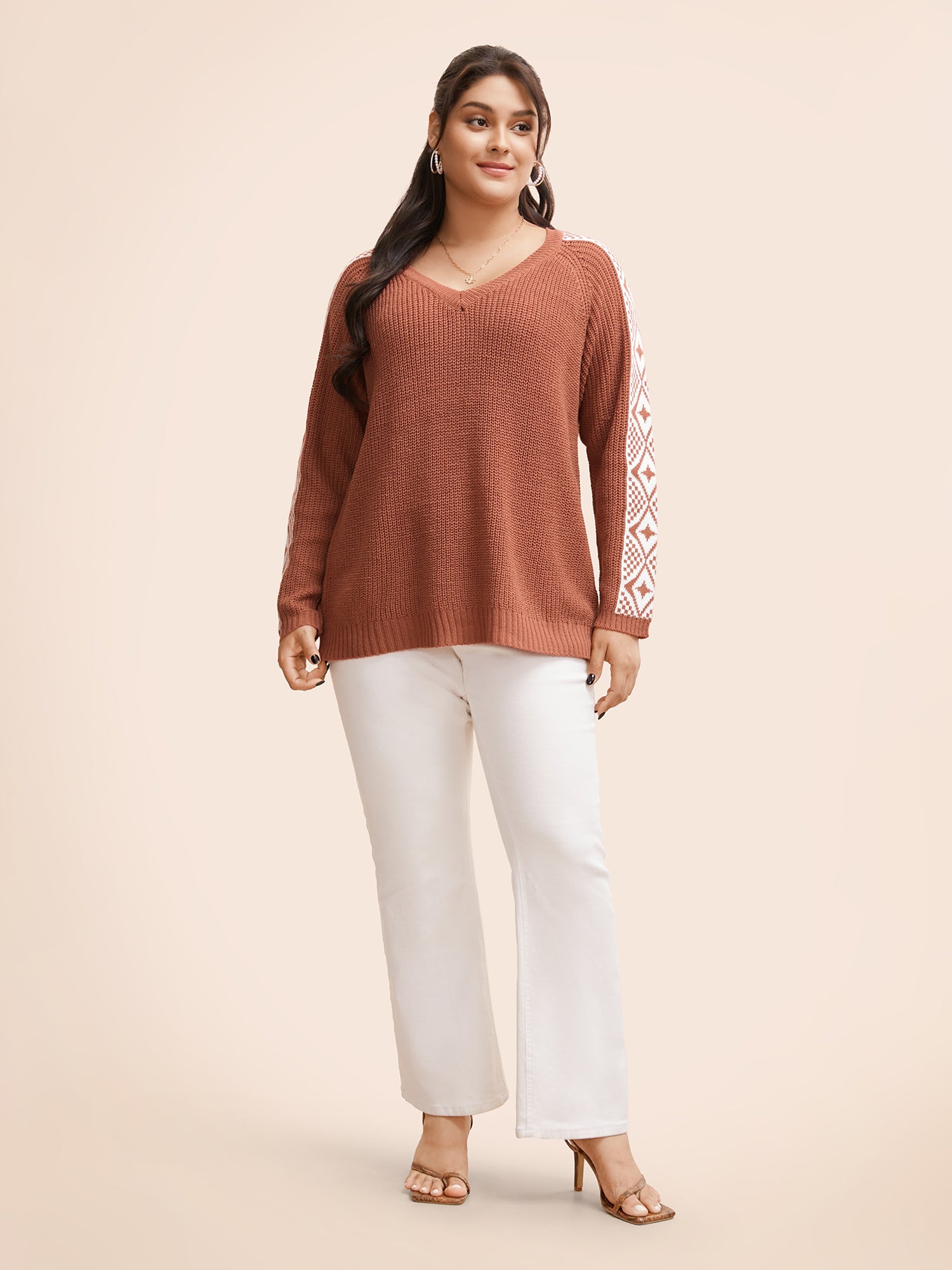 V Neck Bandana Raglan Sleeve Pullover