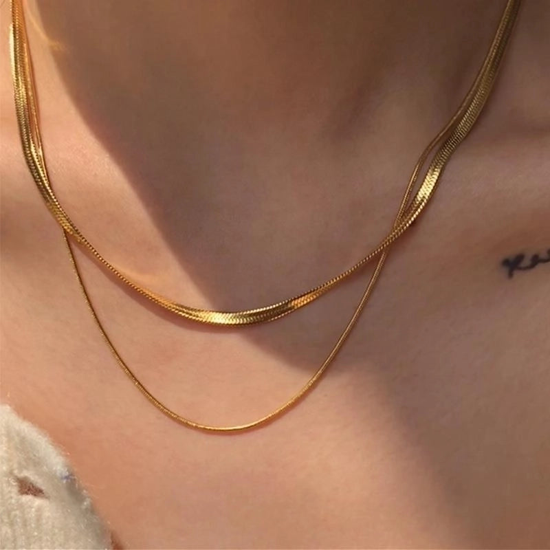 Minimalist Geometric Solid Color Titanium Steel Plating Necklace