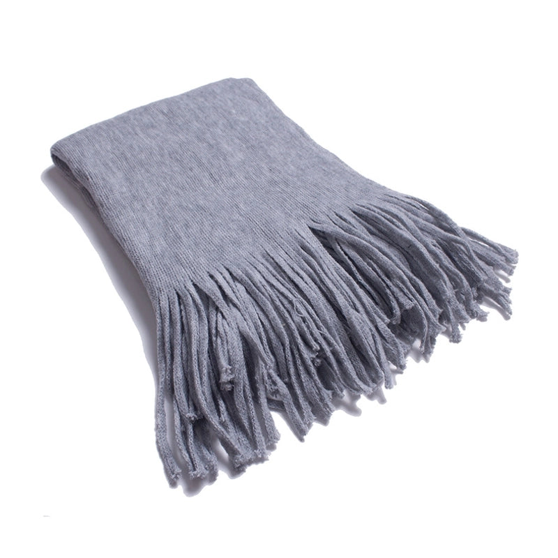 Unisex Casual Minimalist Solid Color Wool-like Tassel Scarf