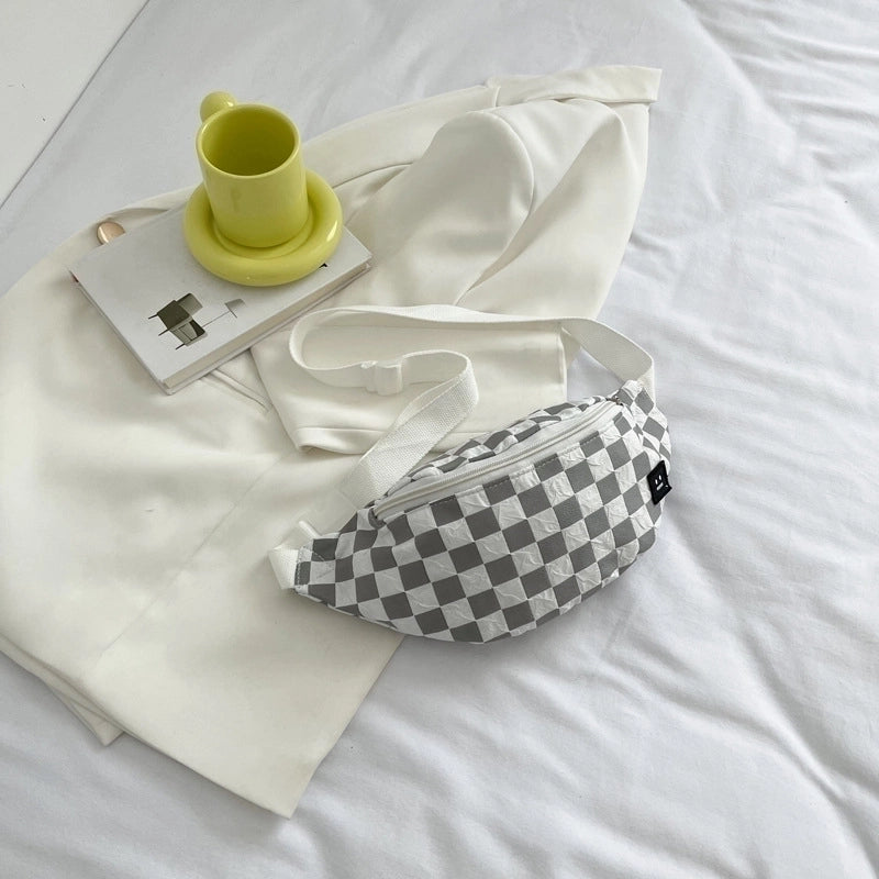 Streetwear Plaid Zipper Fanny Pack