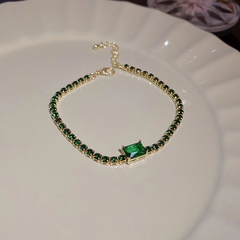 Sweet Colorful Rectangle Copper Inlay Zircon Bracelets