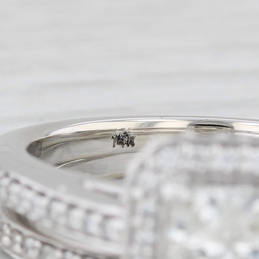 1.45ctw Princess Diamond Halo Engagement Ring Wedding Band Bridal Set 14k Gold