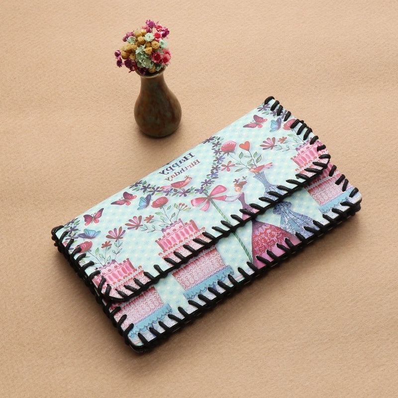 Women's Pu Leather Printing Animal Vintage Style Square Magnetic Buckle Phone Wallets