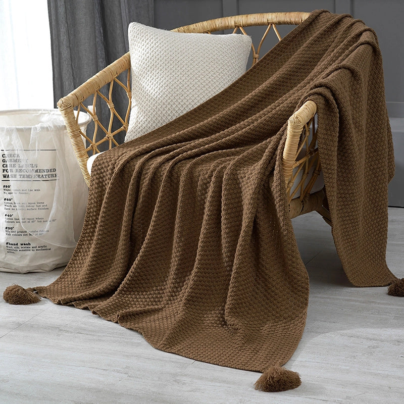 Elegant Solid Color Polyester Acrylic Blanket