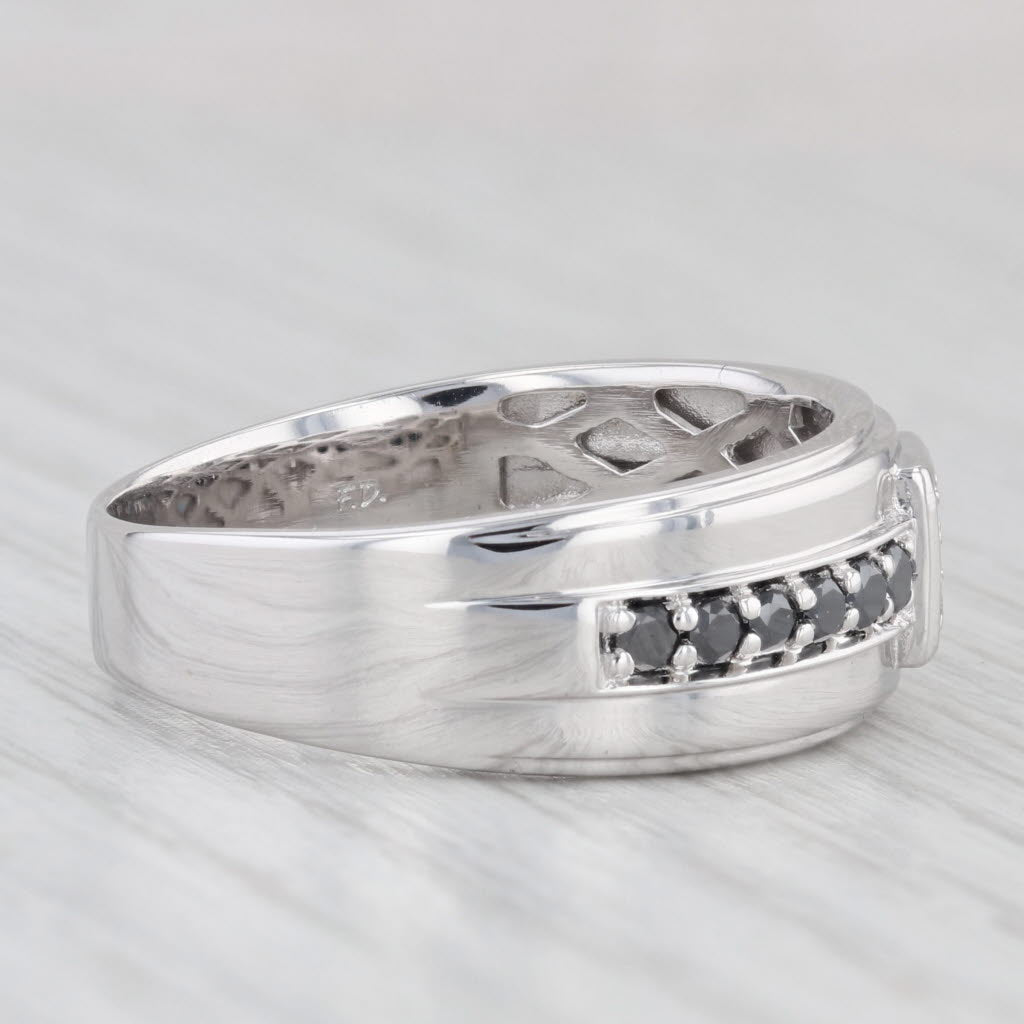 Simulated Black Diamond Ring 10k White Gold Size 11.25-11.5 Men's Wedding