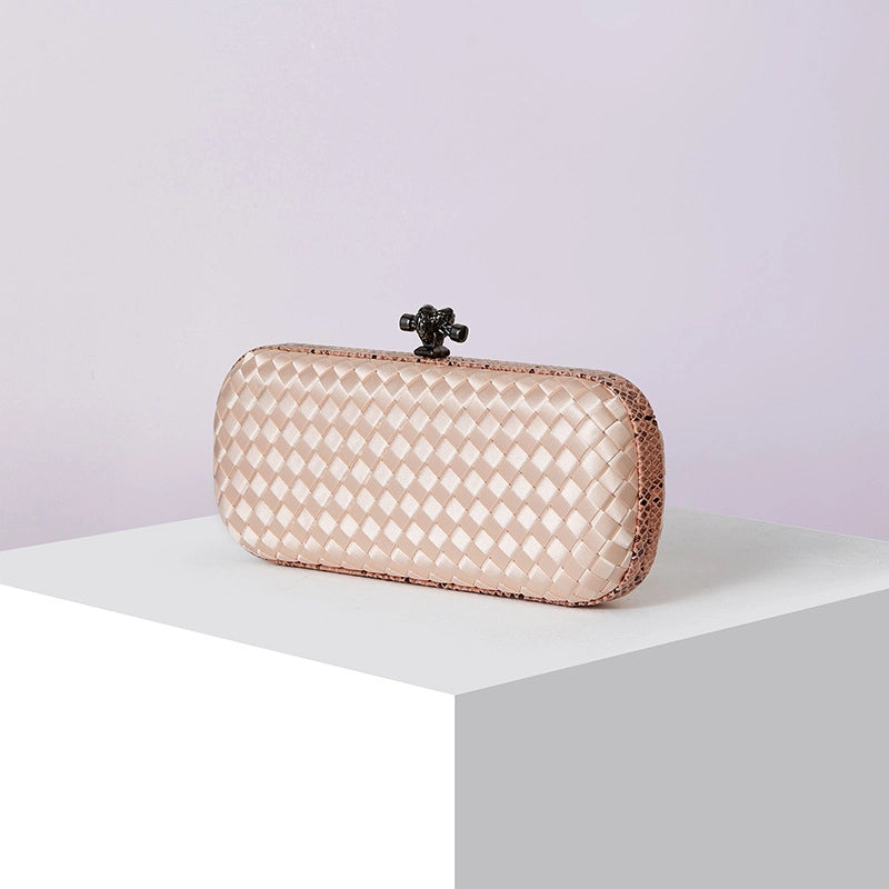 Factory Direct Sales Silk Hand-woven Women's Clutch Crossbody Simple Evening Bag Chain Pouch