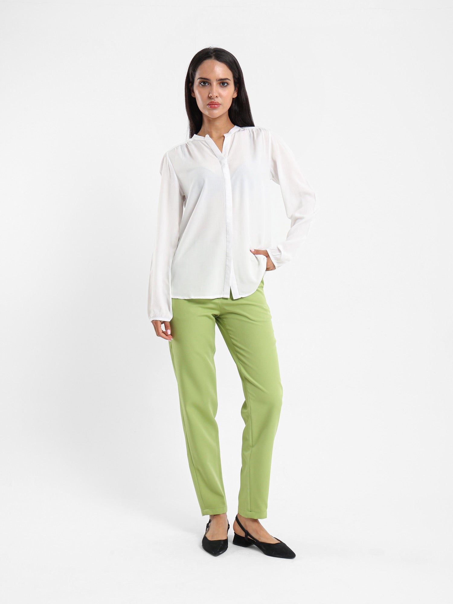 V-Neck Long Sleeve Blouse
