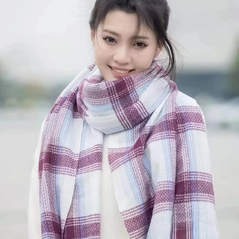 Soft Waxy Woven Plaid Cashmere Scarf Instagram Style Autumn And Winter New Arrival Retro Couple Warm Shawl Trendy