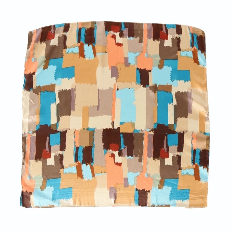 Women's Minimalist Classic Style Color Block Polyester Printing Silk Scarf