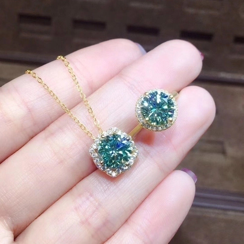 Copper Diamond Geometric Flower Artificial Gemstones Crystal Jewelry Sets