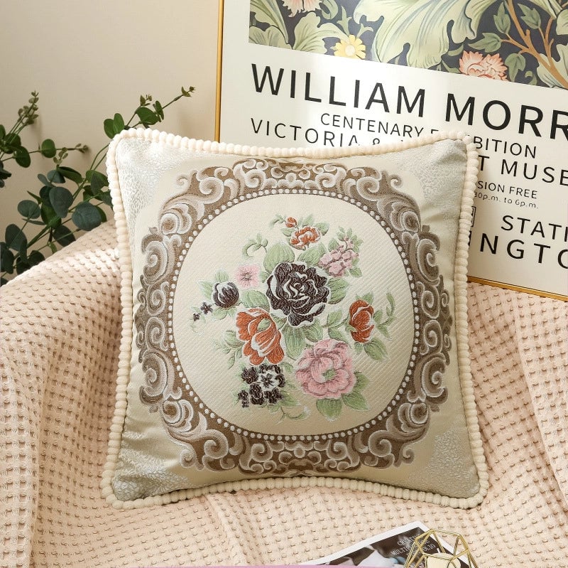 Elegant Classical Flower Polyester Throw Pillow Pillow Cases
