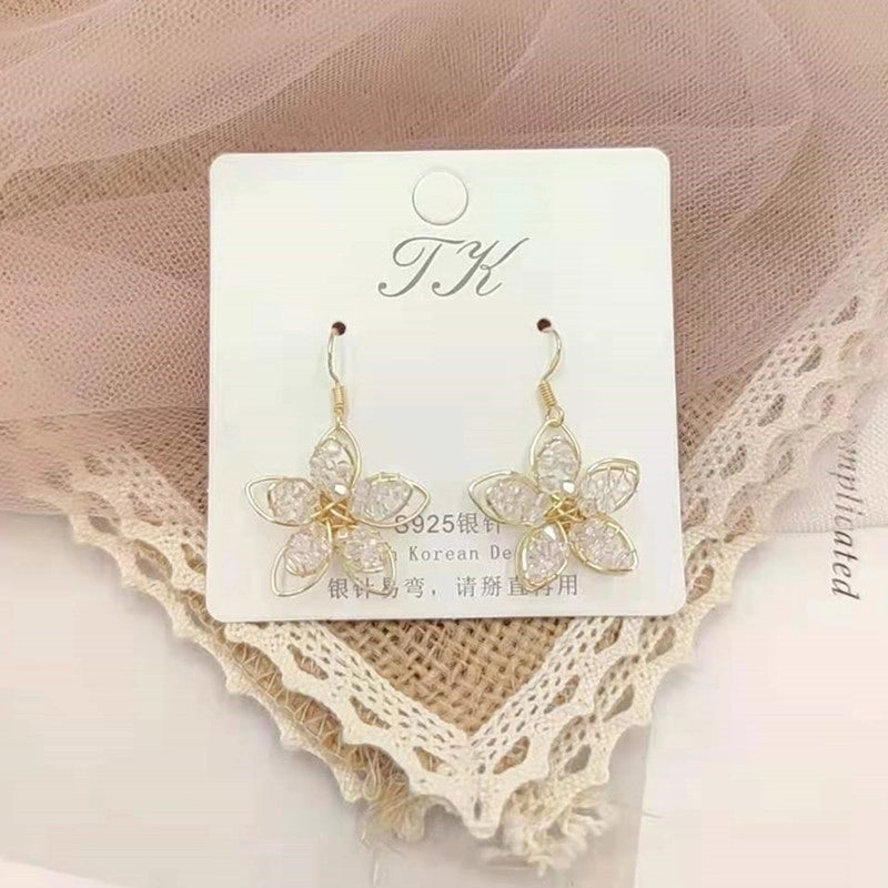 1 Pair Fashion Flower Butterfly Bow Knot Inlay Alloy Artificial Pearls Rhinestones Shell Earrings