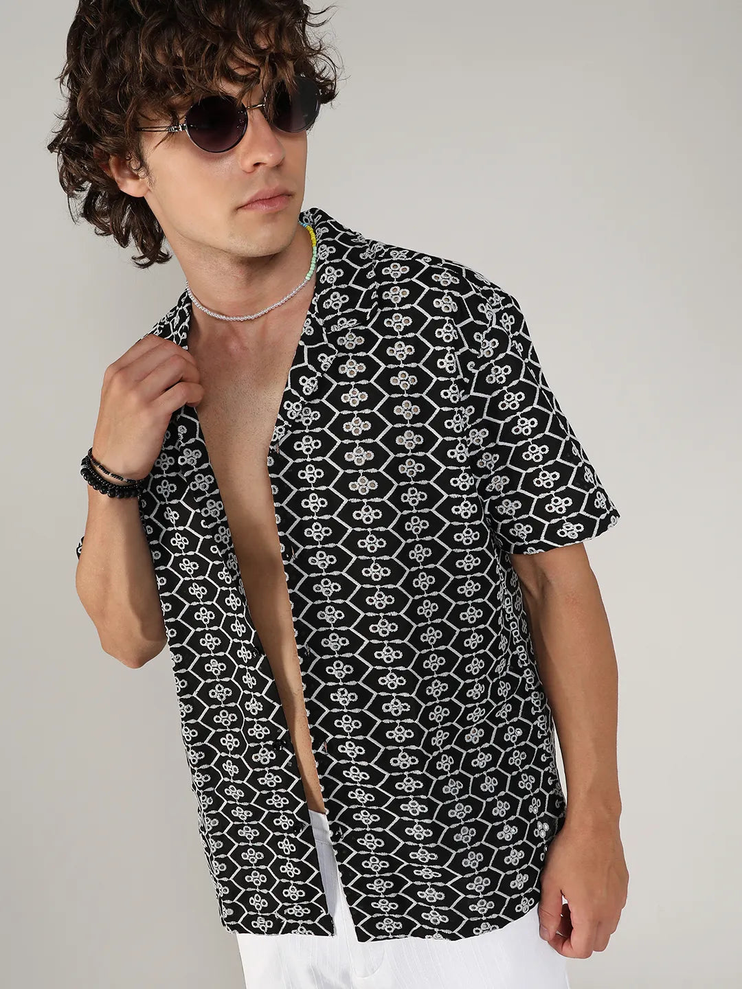Embroidered Geometric Shirt