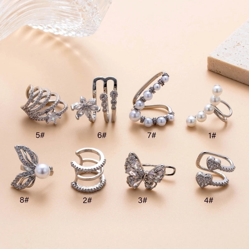 1 Piece Ear Cartilage Rings & Studs Minimalist Classic Style Heart Shape Pearl Flower Copper Inlay Zircon Ear Cartilage Rings & Studs