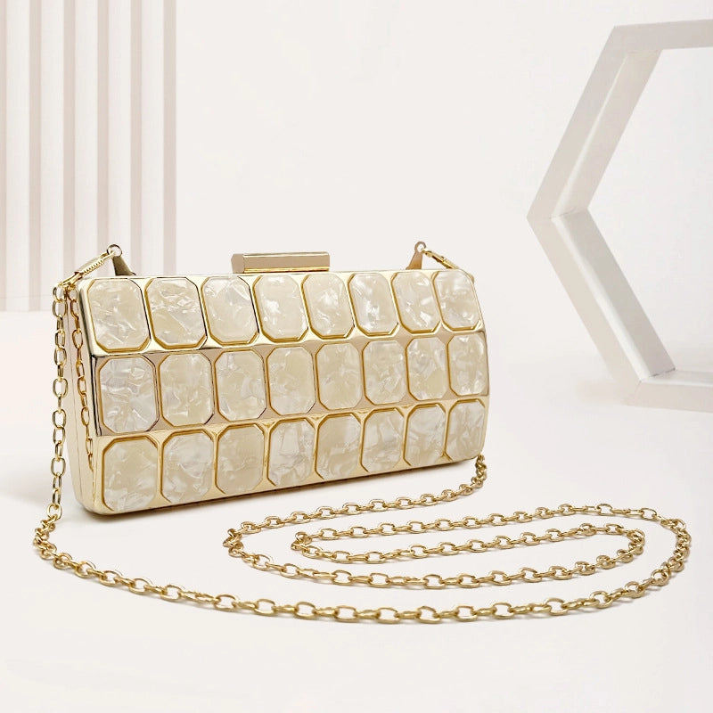 Pink Arylic Geometric Square Evening Bags