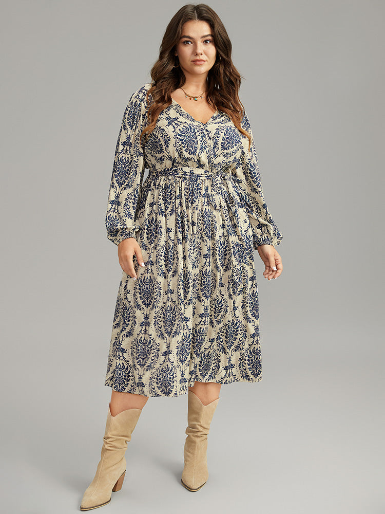 Supersoft Essentials Boho Print Elastic Waist Belted Dress