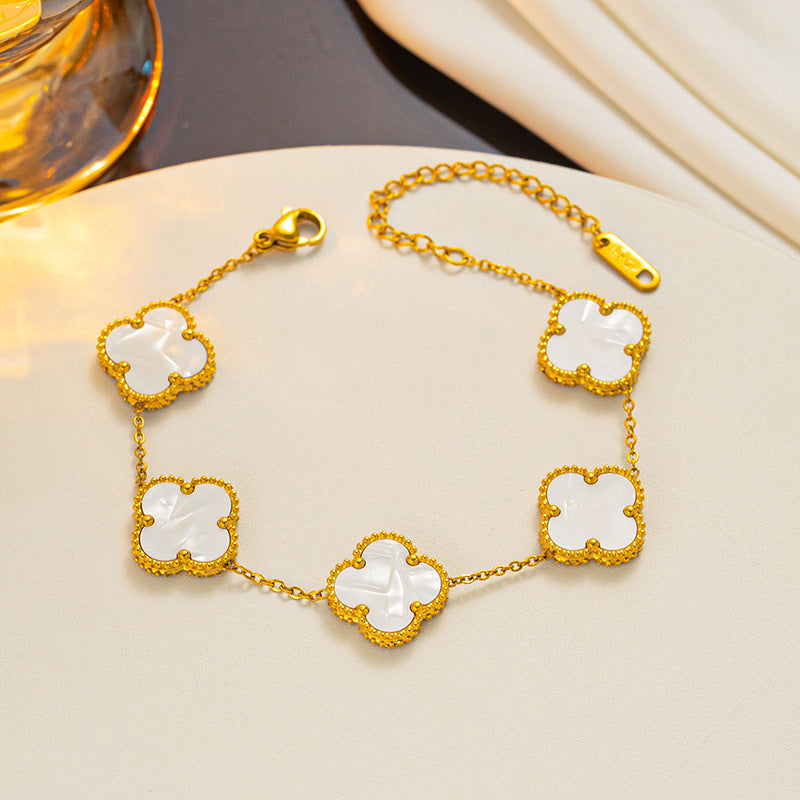 Moderate Luxury Letter Number Flower Stainless Steel 18K Gold Plated Necklaces