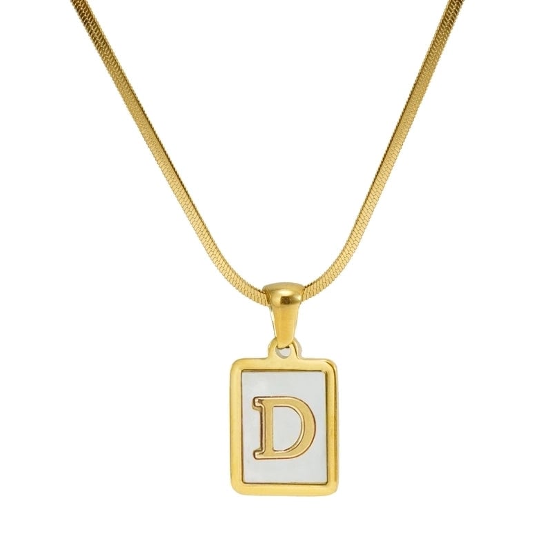 Stainless Steel 18K Gold Plated Casual  Plating Inlay Letter Shell Pendant Necklace