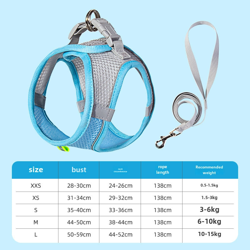Dog Vest Leash Cat Small Dog Walking Dog Leash Teddy Out Anti-break Reflective Chest Strap
