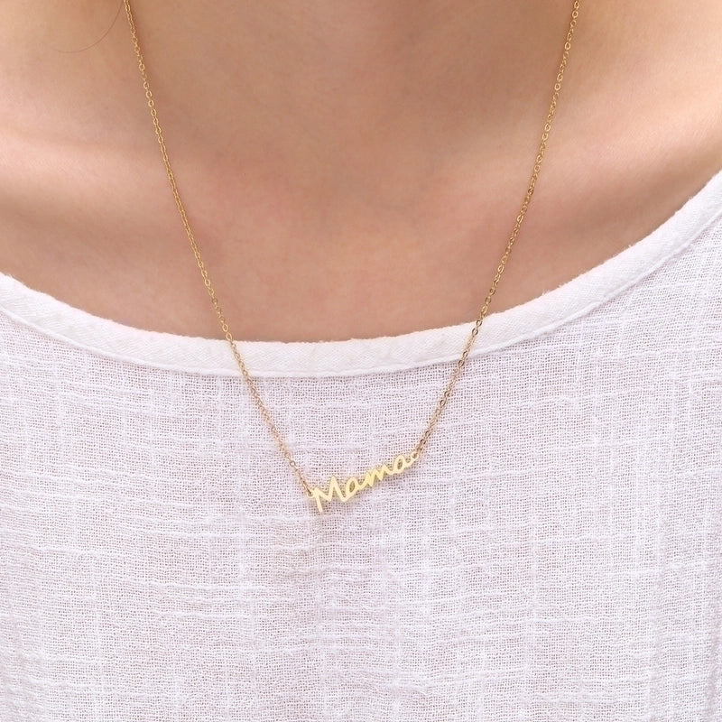 304 Stainless Steel 18K Gold Plated Minimalist Plating Letter Pendant Necklace