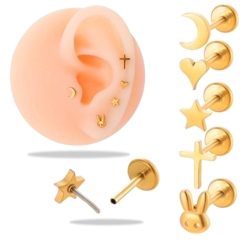 1 Piece Ear Cartilage Rings & Studs Minimalist Geometric Round 316L Stainless Steel  Plating 18K Gold Plated Ear Cartilage Rings & Studs
