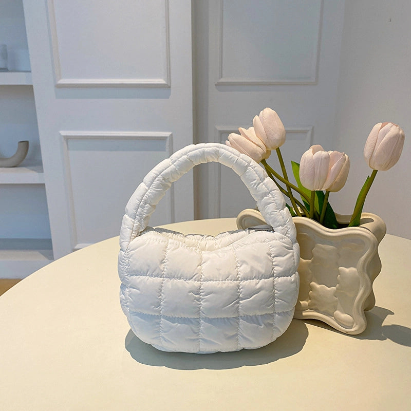 Autumn And Winter Mini Cloud Handbag Korean Style New Down Cotton-padded Underarm Bag Bubble Elastic Handbag
