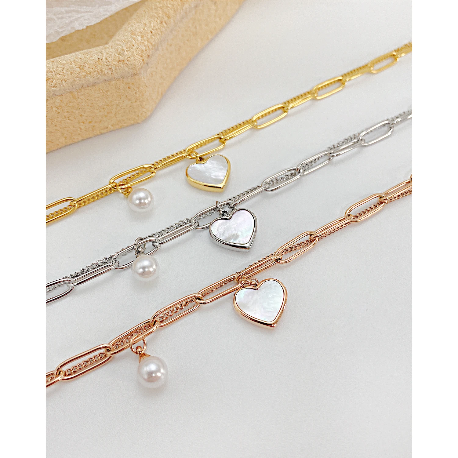 Jewelry Wholesale Double Layer Design Heart Shape Fashion Stainless Steel Bracelet For Women