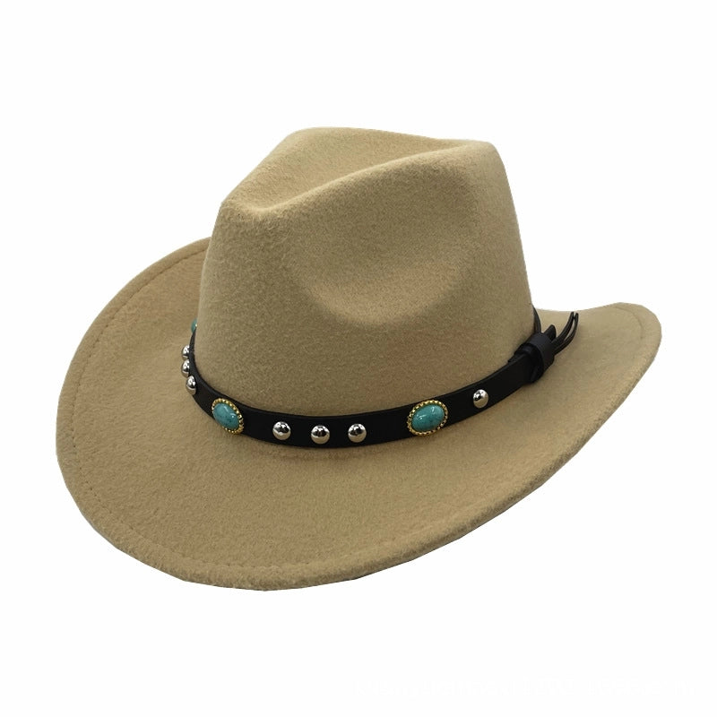Men's And Women's Felt Top Hat Curling Emerald Sun Hat Cowboy Hat Sun Protection Fashion Hat