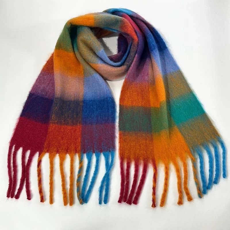 Women's Vacation Minimalist Multicolor Polyester Tassel Scarf