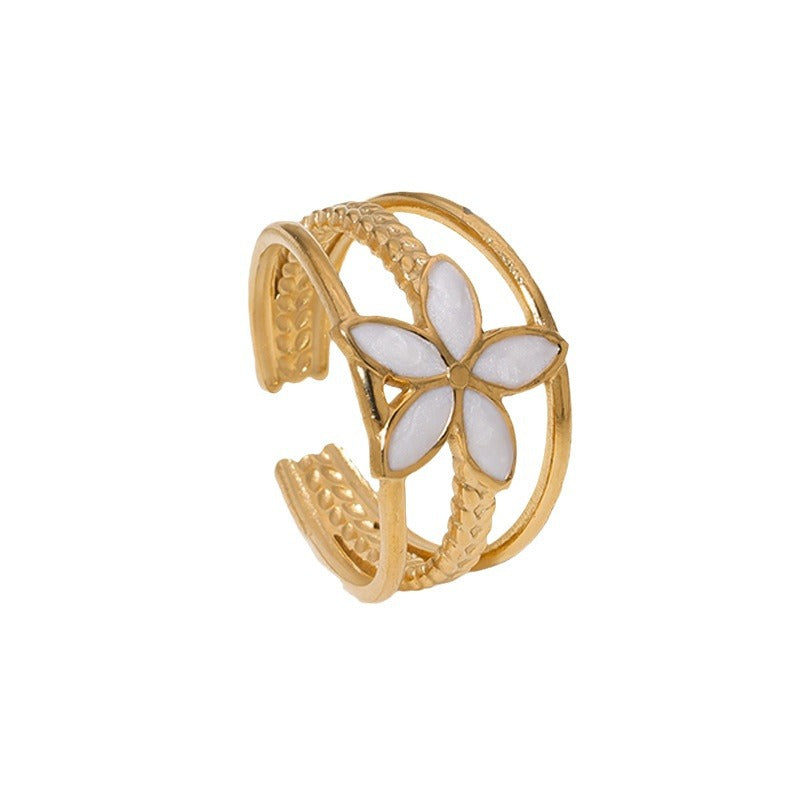Open Ring Minimalist Flower Stainless Steel Electroplating Rings