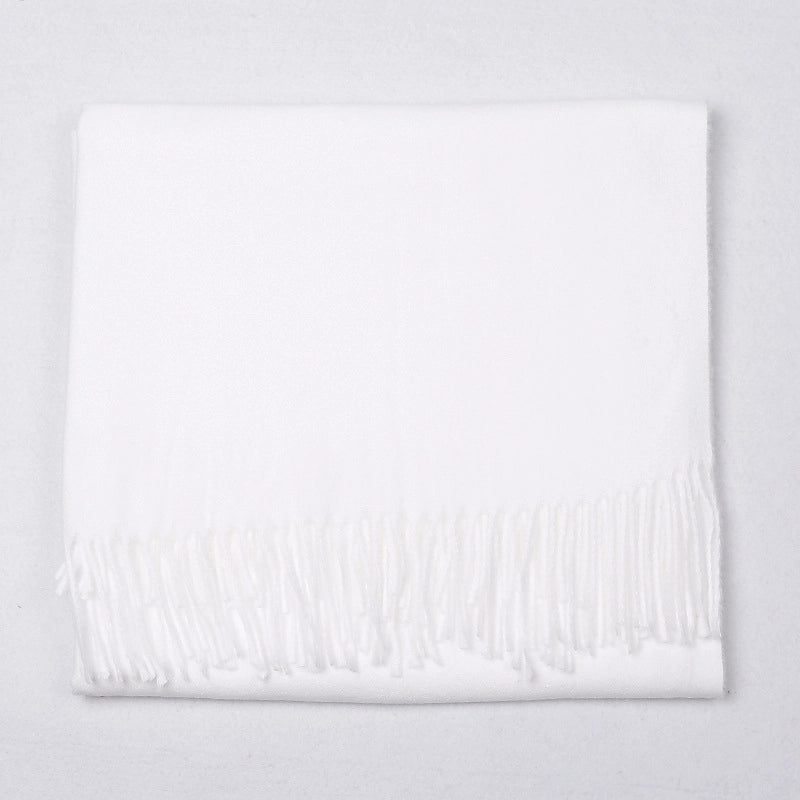 Cashmere Solid Color Scarf Women's Autumn And Winter 220g Explosions Barbed Hair Padded Travel Warm Tassel Shawl