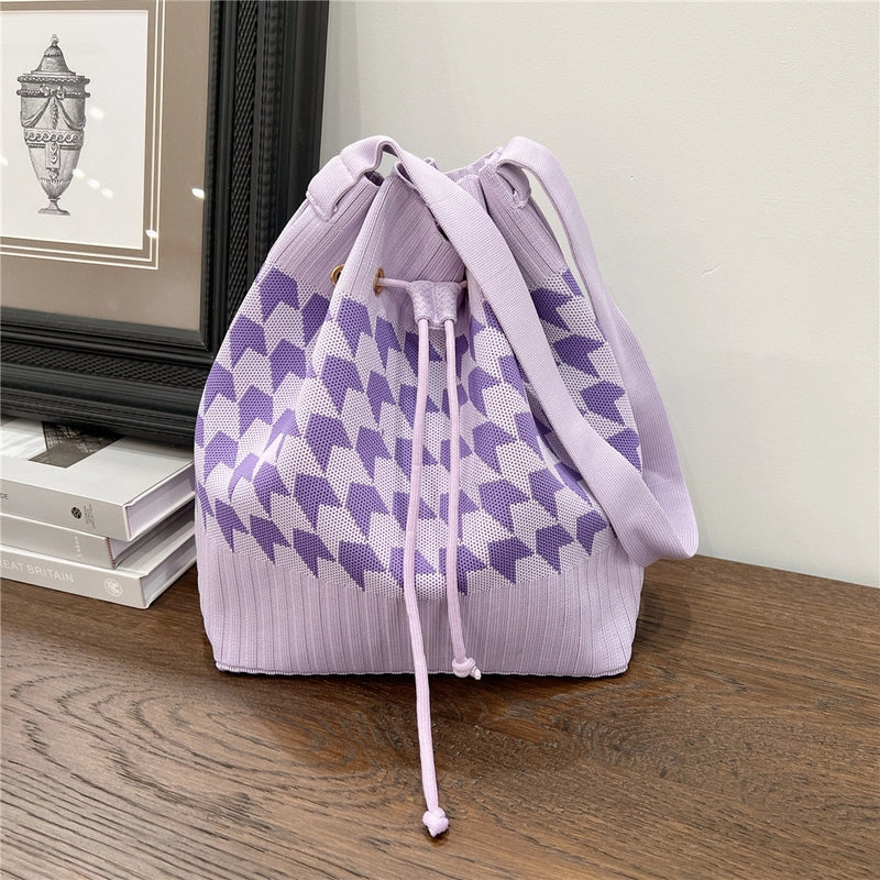 Women's Medium Knit Geometric Vintage Style Classic Style String Tote Bag