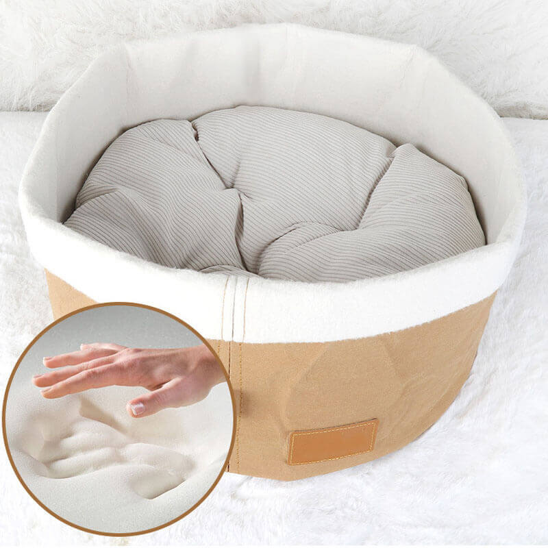 Washable Kraft Paper Cat Basket Bed