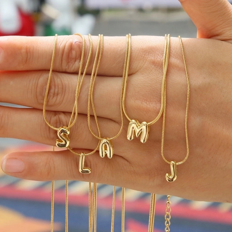 Basic Modern Style Classic Style Letter 304 Stainless Steel Brass Plating Pendant Necklace