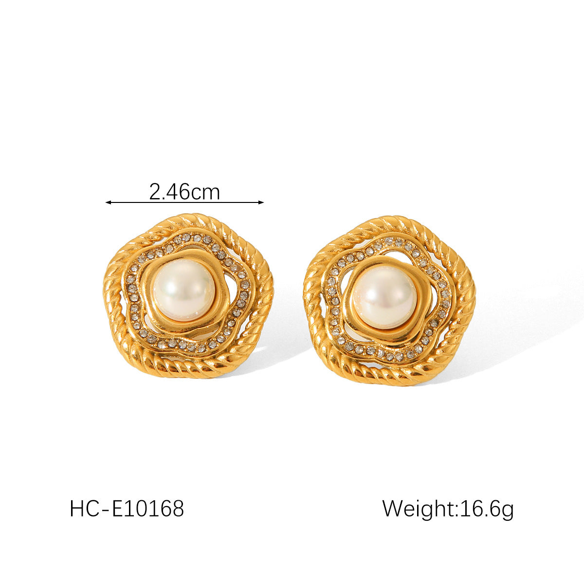 Pearl Geometric Stainless Steel Electroplating Earrings