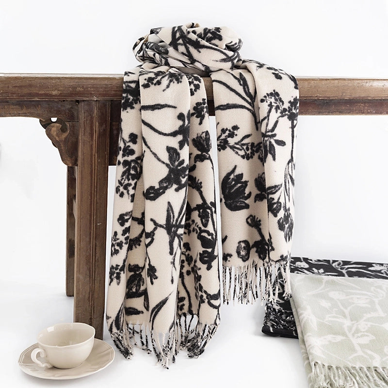 Women's Minimalist Flower Polyester Printing Scarf