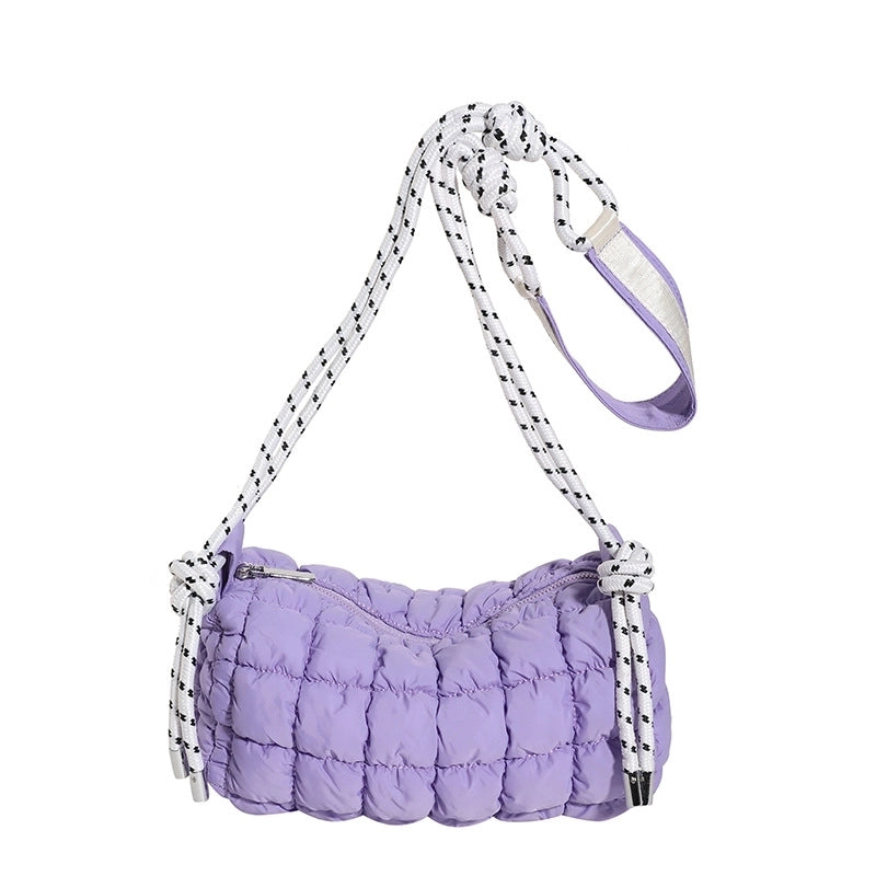Women's Cotton Plaid Cute Pillow Shape Zipper Cloud Shape Bag