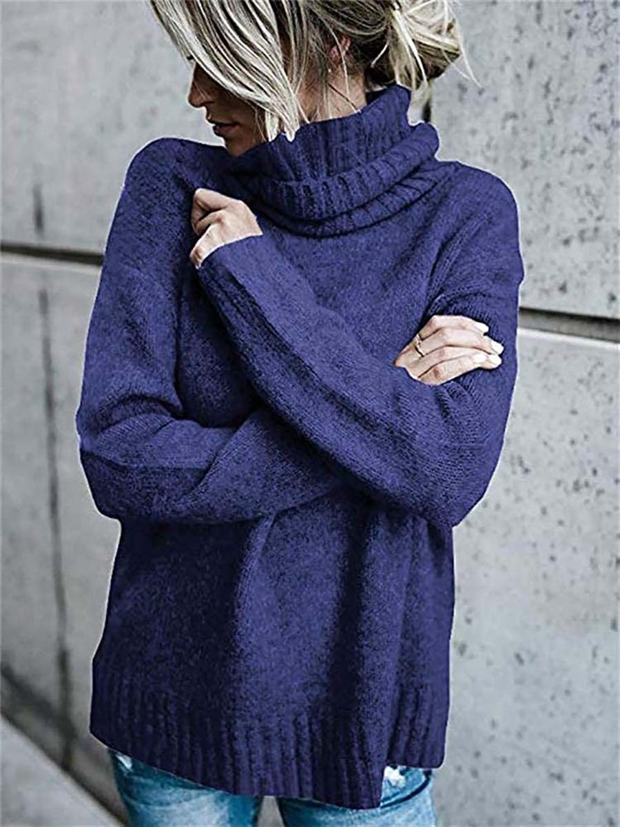 Solid Color Turtleneck Long Sleeve Sweater(6 colors)