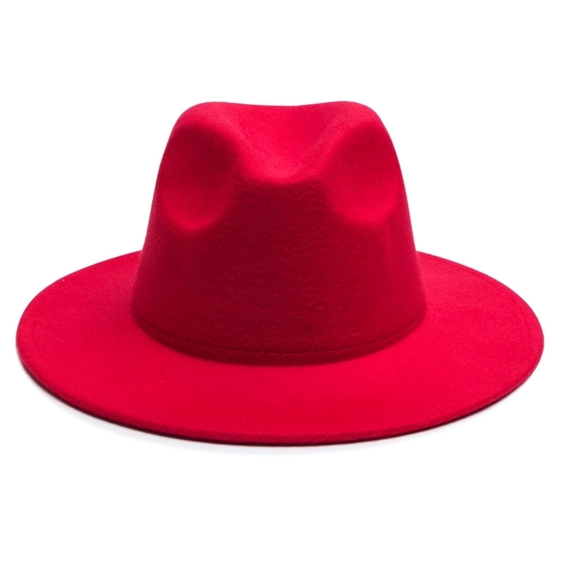 Unisex Vintage Style Minimalist British Style Solid Color Big Eaves Flat Eaves Fedora Hat