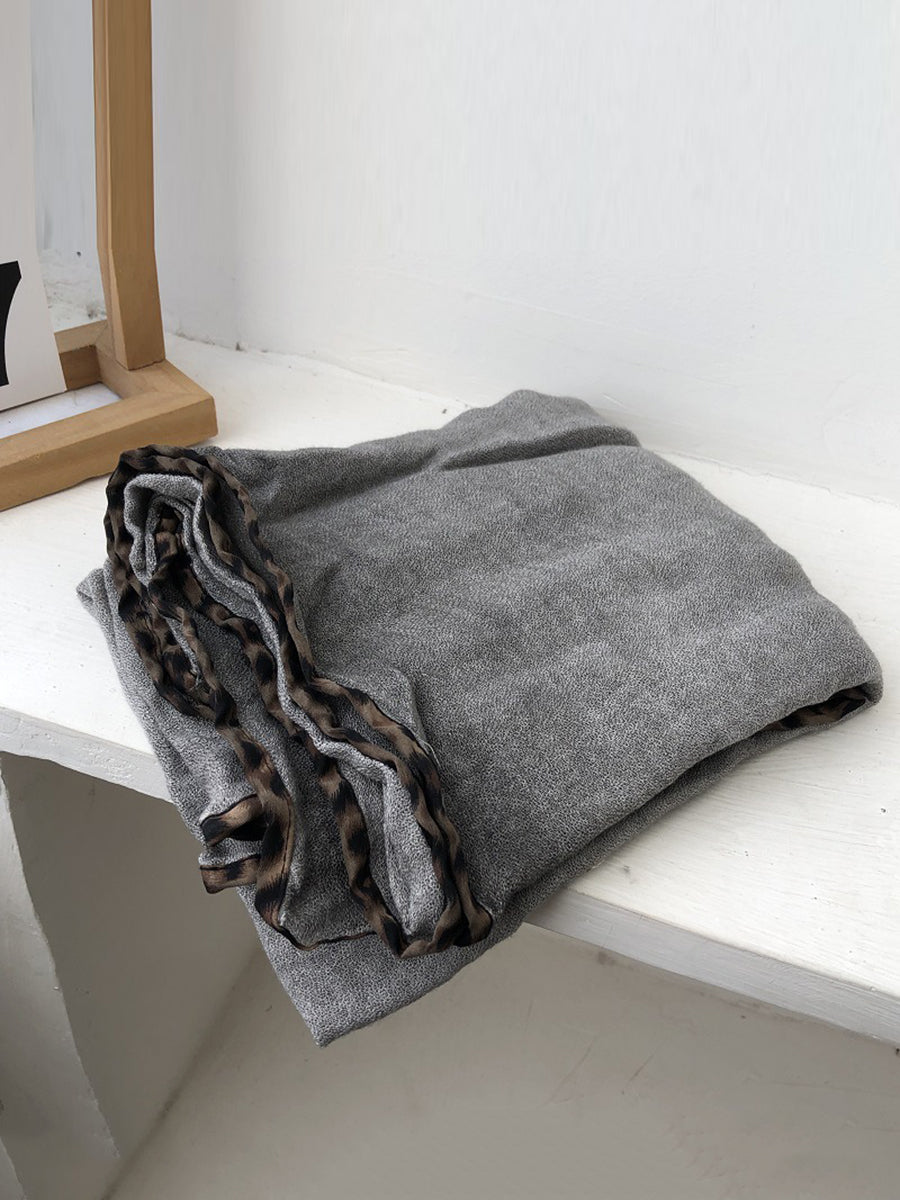 Women Vintage Pure Color Cotton Shawl Scarf