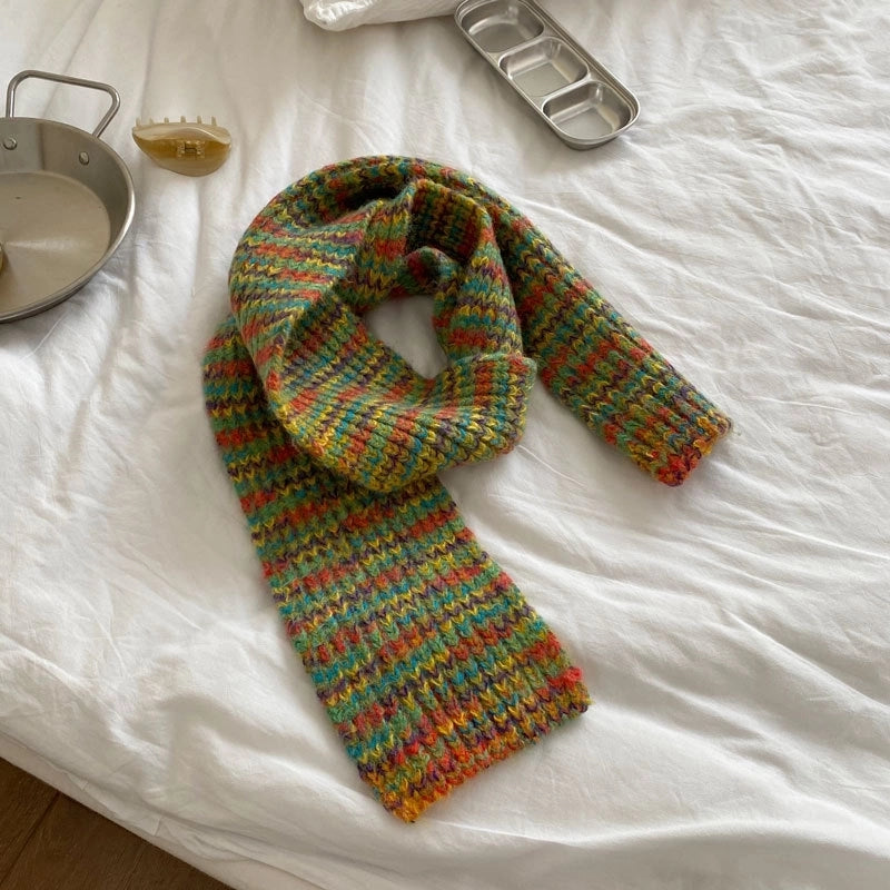 Women's Retro Color Block Acrylic Scarf