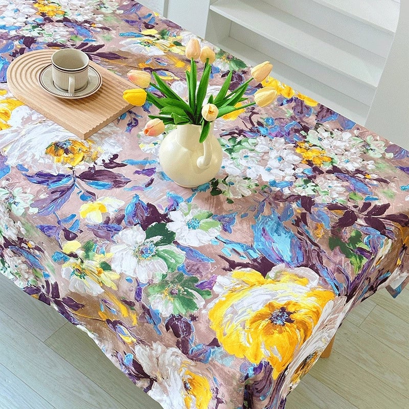 Retro Flower Polyester Tablecloths