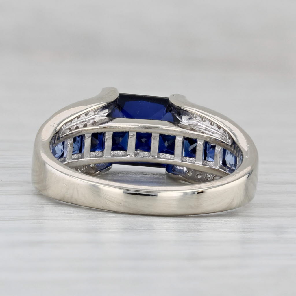 2.75ctw Lab Created Sapphire Diamond Ring 10k White Gold Size 6.75