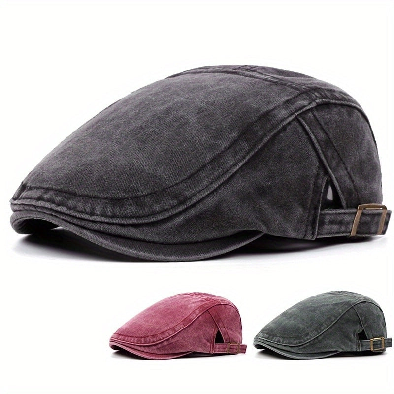 Men's Retro Classic Style Solid Color Short Brim Beret Hat