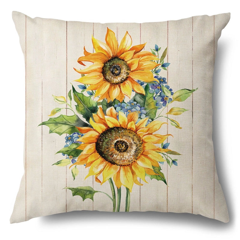 Pastoral Sunflower Linen Pillow Cases