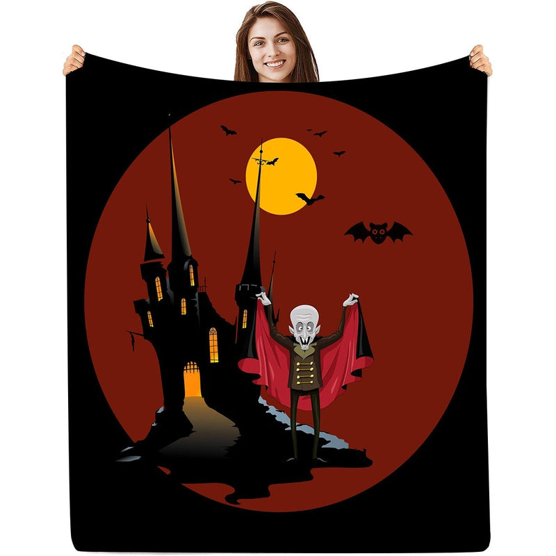 Halloween Casual Flower Bat Skull Polyester Blanket Couch & Sofa Decor