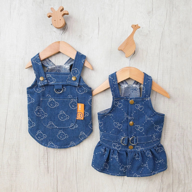 Casual Denim Solid Color Pet Clothing