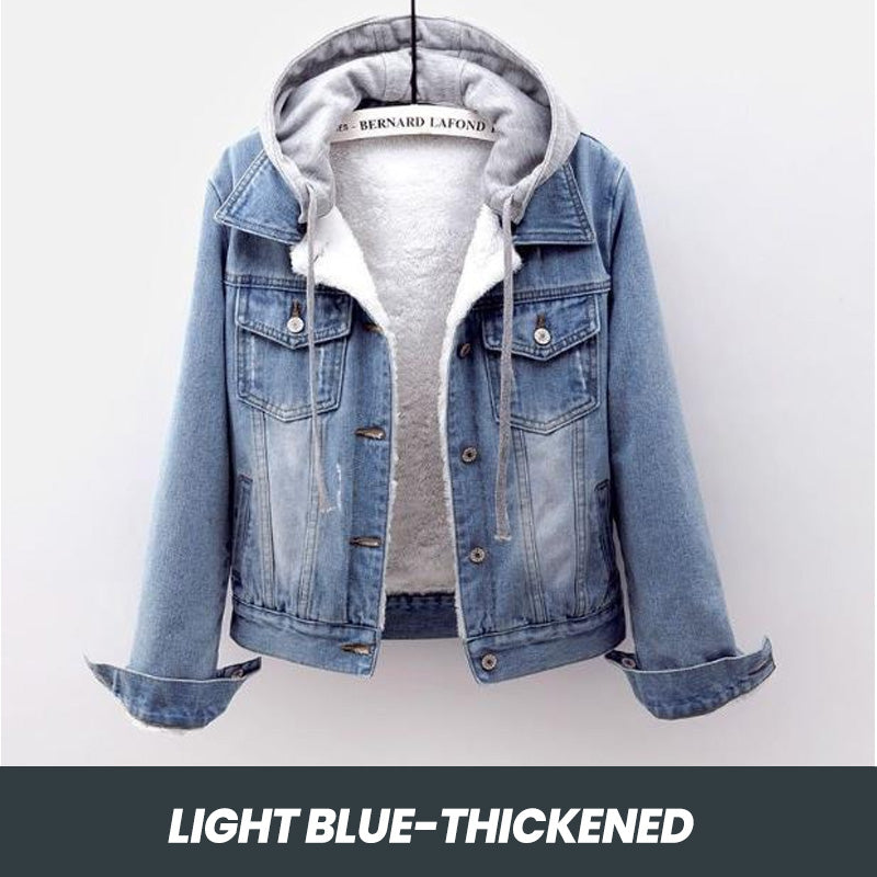 💥Hot Sale🎉Women's Removable Hooded Short Denim Jacket