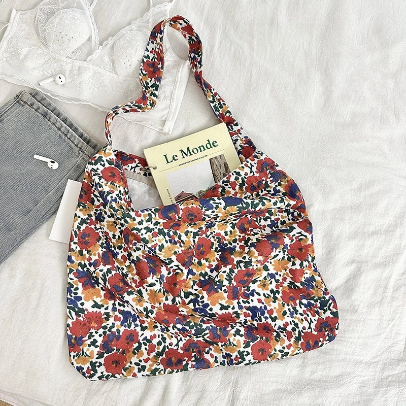 Niche Canvas Bag For Women 2024 New Summer Design Sense High Quality Artistic Floral Canvas Bag