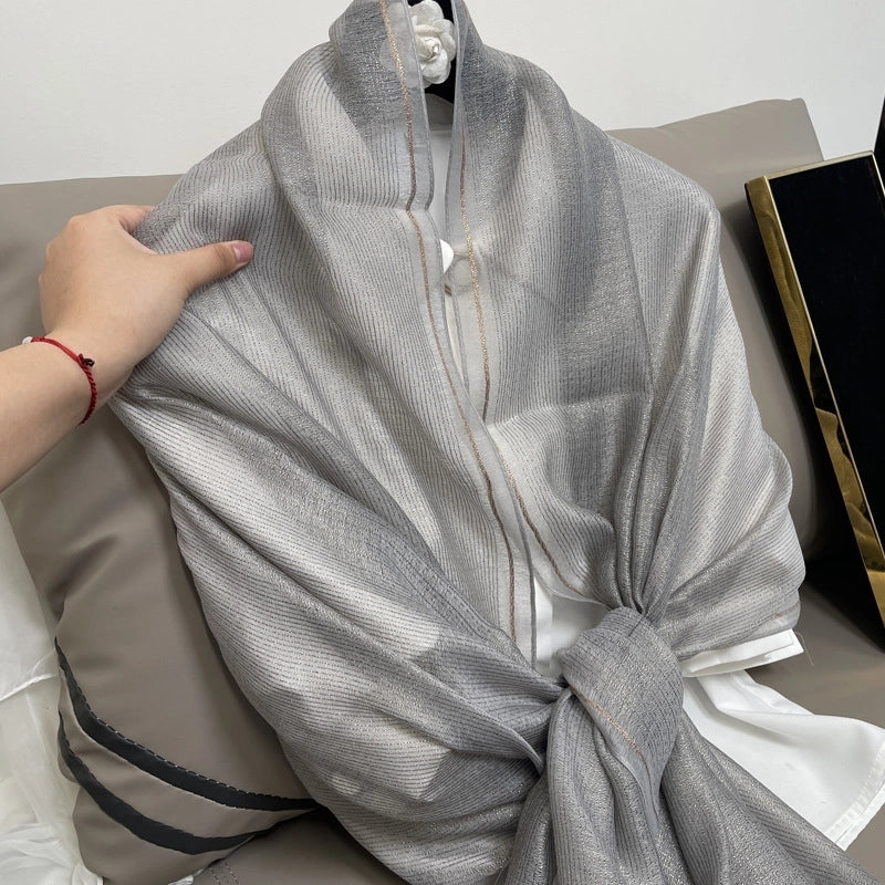 Women's Elegant Solid Color Polyester Silk Scarf